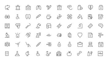 Medicine and Health symbols - minimal thin line web icon set. Outline icons collection. vector