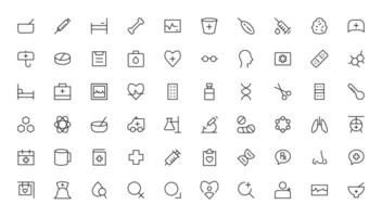 Medicine and Health symbols - minimal thin line web icon set. Outline icons collection. vector