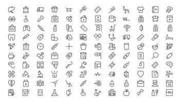 Medicine and Health symbols - minimal thin line web icon set. Outline icons collection. vector