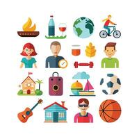 Lifestyle and Leisure Icon Set Collection Illustration vector