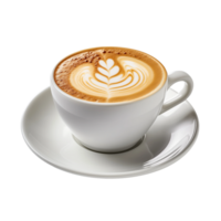 A Cup of Latte with a Leaf Design png