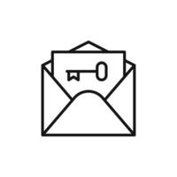 Email security key logo sign outline vector