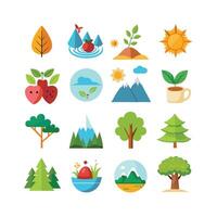 Nature Icon Set Collection Illustration vector
