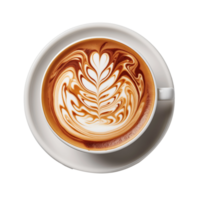 Top View of a Latte with Latte Art png
