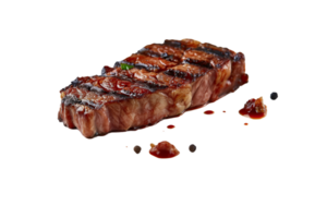 Close-up of a Juicy Grilled Steak with Sauce and Peppercorns png