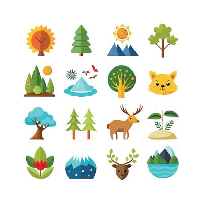 Nature Icon Set Collection Illustration