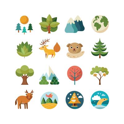 Nature Icon Set Collection Illustration