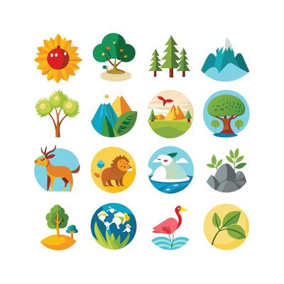 Nature Icon Set Collection Illustration