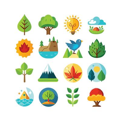 Nature Icon Set Collection Illustration