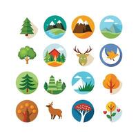 Nature Icon Set Collection Illustration vector