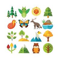 Nature Icon Set Collection Illustration vector