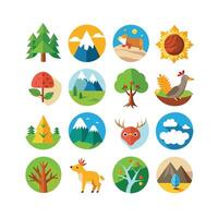 Nature Icon Set Collection Illustration vector