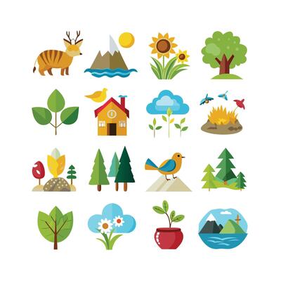 Nature Icon Set Collection Illustration