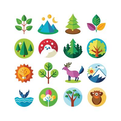 Nature Icon Set Collection Illustration
