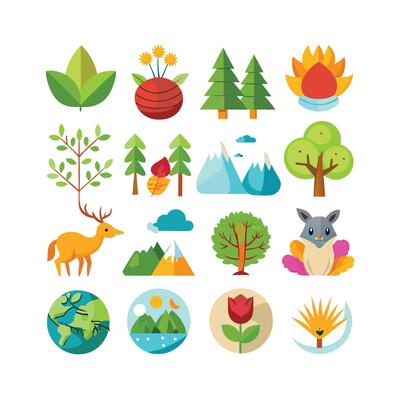 Nature Icon Set Collection Illustration