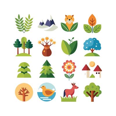 Nature Icon Set Collection Illustration