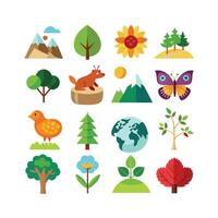Nature Icon Set Collection Illustration vector