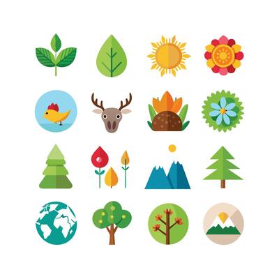 Nature Icon Set Collection Illustration