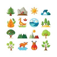 Nature Icon Set Collection Illustration vector