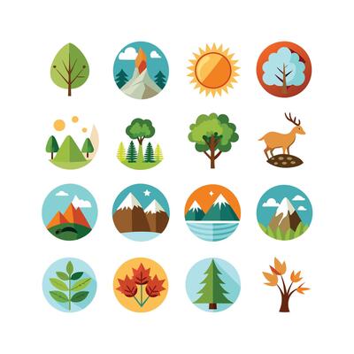 Nature Icon Set Collection Illustration