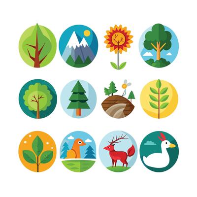 Nature Icon Set Collection Illustration