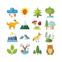 Nature Icon Set Collection Illustration vector