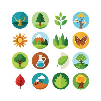 Nature Icon Set Collection Illustration