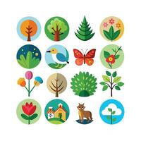 Nature Icon Set Collection Illustration vector