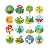 Nature Icon Set Collection Illustration vector