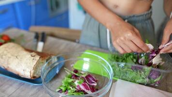 Healthy and delicious cooking preparation using fresh vegetables and bread for a nutritious meal video