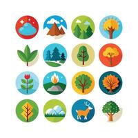 Nature Icon Set Collection Illustration vector