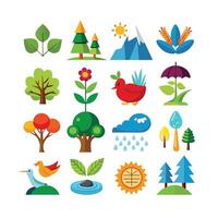 Nature Icon Set Collection Illustration vector