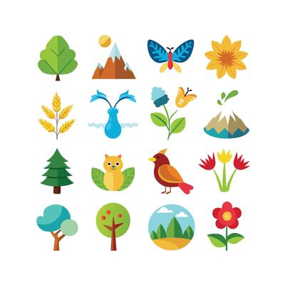 Nature Icon Set Collection Illustration