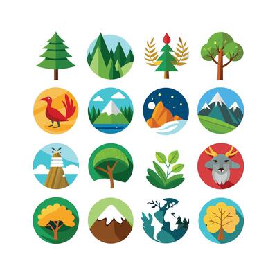 Nature Icon Set Collection Illustration