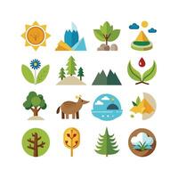 Nature Icon Set Collection Illustration vector
