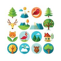 Nature Icon Set Collection Illustration vector