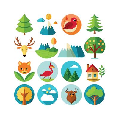 Nature Icon Set Collection Illustration