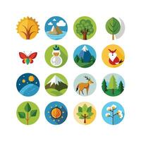 Nature Icon Set Collection Illustration vector