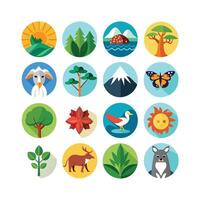 Nature Icon Set Collection Illustration vector