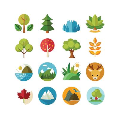 Nature Icon Set Collection Illustration
