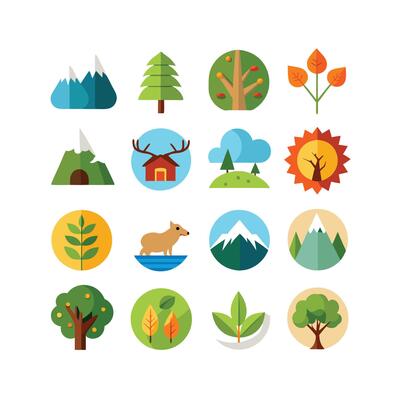 Nature Icon Set Collection Illustration