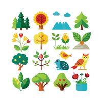 Nature Icon Set Collection Illustration vector