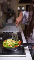 Enhance your culinary skills by utilizing fresh produce from local farms in a modern kitchen video