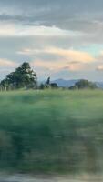 Peaceful countryside with mountains, fields, serene. Scenic view of unspoiled nature video