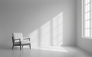 Minimalist interior design with chair and window light photo