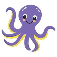 Cute octopus. Flat cartoon underwater character. Marine animals. Inhabitant of the sea vector