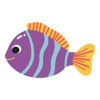 Cute fish. Flat cartoon underwater character. Marine animals. Inhabitant of the sea vector