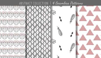 Trendy geometrical backgrounds. Set of modern hand drawn seamless patterns. vector