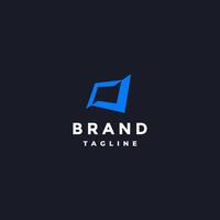 Simple Split Screen Technology Logo Design. Separate Top Bottom Corner Icon Logo Design. vector