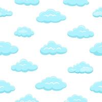 Seamless pattern with blue clouds on a white background. vector
